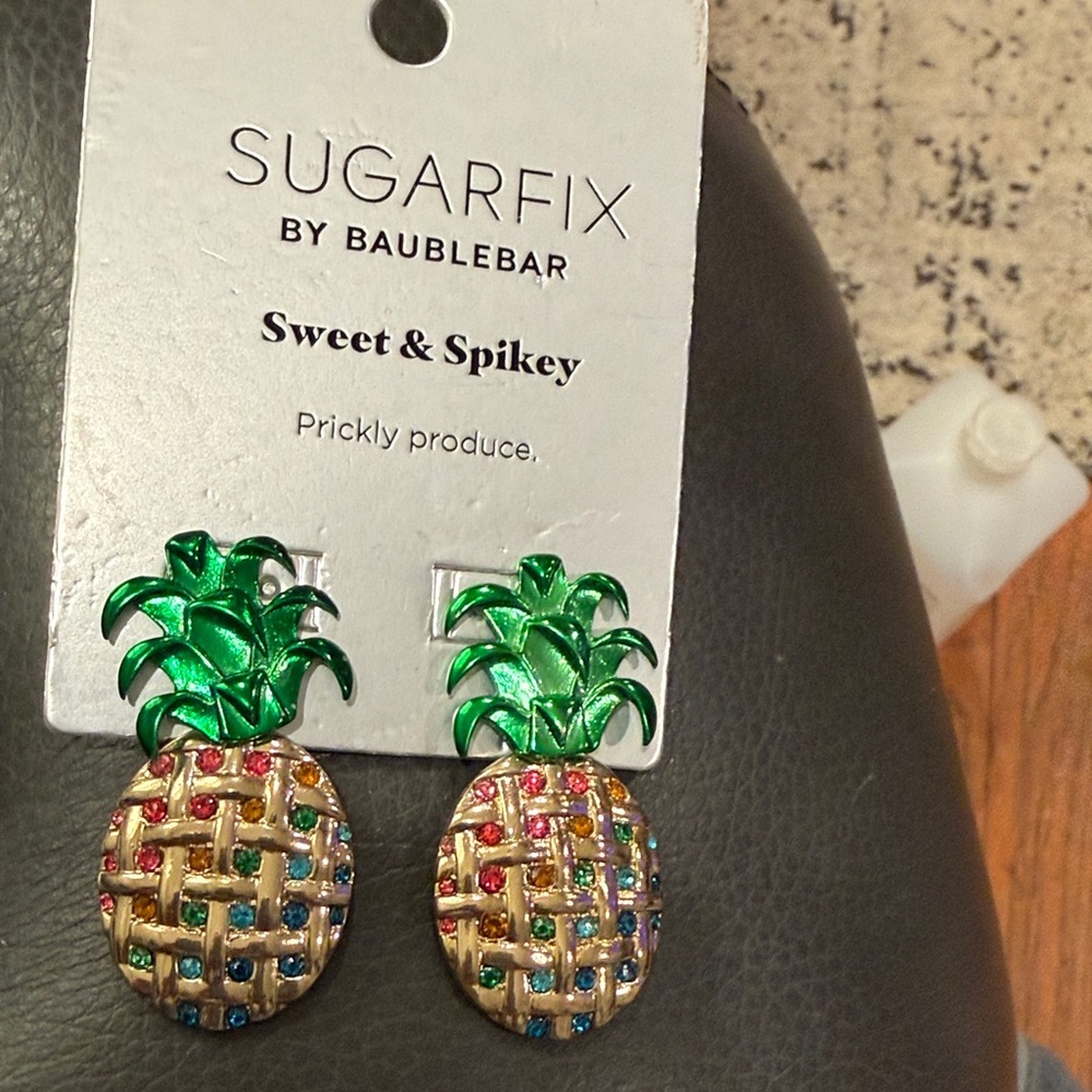 BaubleBar Green and Multicolored Pineapple Earrings
